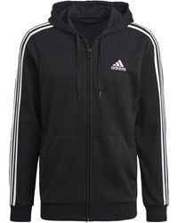 adidas - Essentials 3 Stripes Full Zip Sweatshirt - Lyst