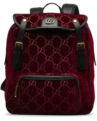 Gucci - Vintage GG Velvet Double Buckle Backpack Red Velvet Fabric - Lyst