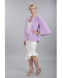 Jayley - Faux Fur Suede Striped Cape Coat - Lyst