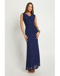 Boohoo - Cowl Neck Mesh Column Maxi Dress - Lyst