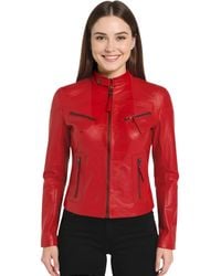 Infinity Leather - Casual Slim-Fit Biker Jacket-Tulsa Lamb Leather - Lyst