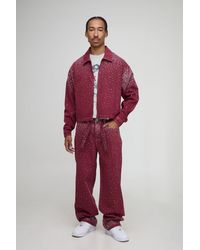BoohooMAN - Boxy Rhinestone Jean Jacket - Lyst