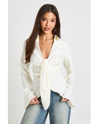Boohoo - Drape Cinched Shirt - Lyst