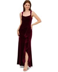 Adrianna Papell - Velvet Ruffle Front Gown - Lyst