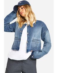 Boohoo - Boxy Pocket Detail Washed Denim Jacket - Lyst