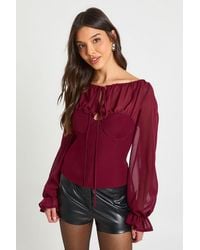 Boohoo - Chiffon Crepe High Neck Blouse - Lyst
