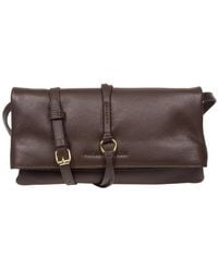 Pure Luxuries - 'Selene' Hot Fudge Nappa Leather Cross Body Clutch Bag - Lyst