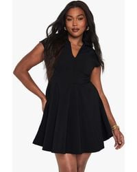 Boohoo - Plus Collared Tailored Mini Skater Dress - Lyst