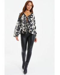 Quiz - Faux Leather High Waisted Skinny Jeans - Lyst
