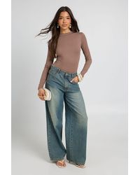 Boohoo - Second Skin Crew Neck Long Sleeve Bodysuit - Lyst