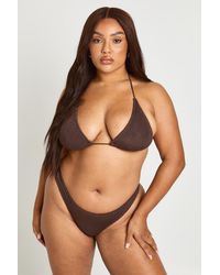 Boohoo - Premium Fits All Crinkle Triangle Bikini Top - Lyst