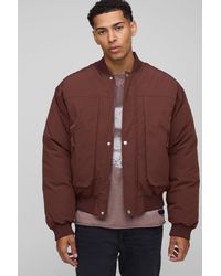 BoohooMAN - Oversized Seam Detail Peached Nylon Bomber Jacket - Lyst