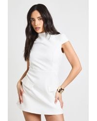 Boohoo - High Neck Structured Tailored Mini Dress - Lyst