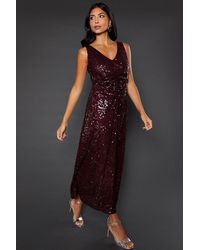 Wallis - Occasion Sequin Ruched Midaxi Dress - Lyst