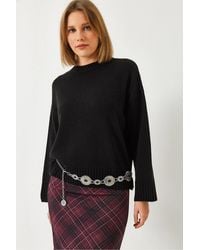 Bianco Lucci - Relaxed Fit Crew Neck Ribbed Sweater - Lyst