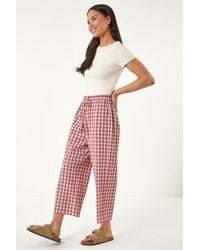 Roman - Petite Gingham Stretch Cropped Trouser - Lyst