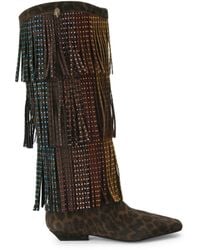 Kurt Geiger - Suede Western Fringe Pull On Boots - Lyst