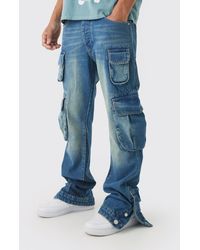 BoohooMAN - Slim Flared Cargo Gusset Jeans - Lyst