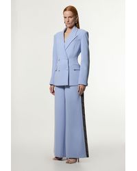 Karen Millen - Lace Applique Contrast Tailored Wide Leg Trouser - Lyst