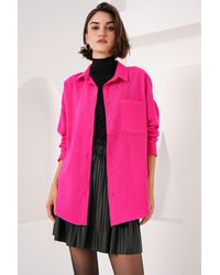 Bigdart - Linen Blended Shirt With Button Closure - Lyst