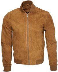 Infinity Leather - Varsity Soft Suede Bomber Jacket - Lyst