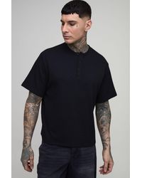 BoohooMAN - Tall Relaxed Fit Waffle Henley T-Shirt - Lyst