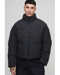 BoohooMAN - Tall Oversized Check Ripstop Funnel Neck Puffer Jacket - Lyst