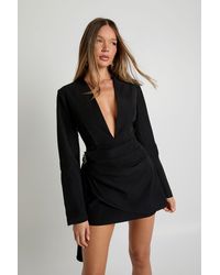 Boohoo - Trim Wrap Detail Tailored Mini Dress - Lyst