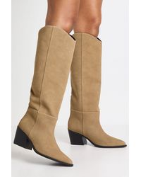 Boohoo - Wide Fit Seam Detail Western Boots - Lyst