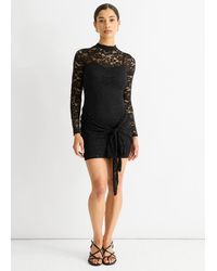 Gini London - Stretch Lace Tie Front Side Bodycon Mini Dress - Lyst