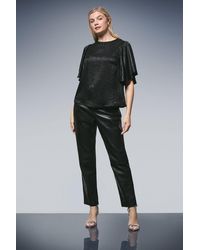 PRINCIPLES - Sleeve Detail Metallic Top - Lyst