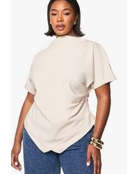 Boohoo - Plus Rouched Asymetric Top - Lyst