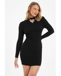 Quiz - Knitted Cut Out Jumper Dress - Lyst