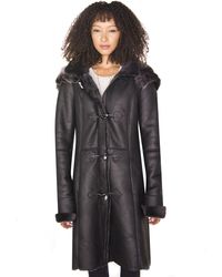 Infinity Leather - Sheepskin Hooded Duffle Coat-Ottawa - Lyst
