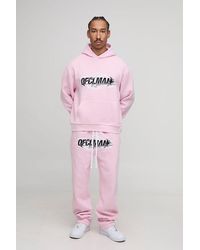 BoohooMAN - Oversized Boxy Ofclman Graphic Washed Hoodie & Relaxed Jogger Tracksuit - Lyst