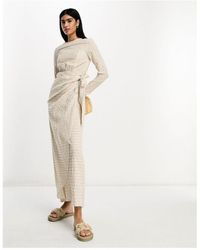ASOS - Textured Maxi Dress With Wrap Skirt Stripe-Multi - Lyst