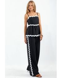 Msn-Collection - Strapless Linen Blouse And Wide-Leg Trouser Set - Lyst