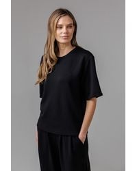 French Connection - Luxe Short Sleeve Crew Neck Pinched Top - Lyst
