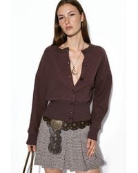 Busem - Crop Ribbed Button Cardigan - Lyst