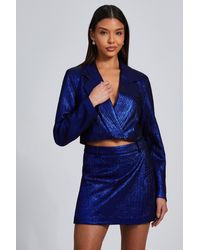 Quiz - Metallic High Waisted Skort Material_Polyester - Lyst