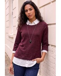 Roman - Mock Broderie Shirt Contrast Necklace Top - Lyst