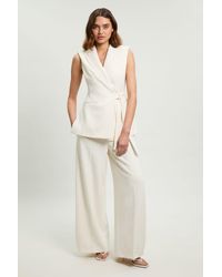 Karen Millen - Compact Stretch Tailored Wide Leg Trouser - Lyst