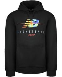 New Balance - Basketball Pullover Long Sleeve Seismic Hoodie Mt03617 Bk Cotton - Lyst