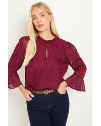 Wallis - Petite Burnout Ruffle Neck Blouse - Lyst