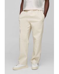 BoohooMAN - Elasticated Waist Pu Relaxed Zip Hem Pants - Lyst