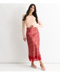 Gini London - Floral Lace Trim Bias Midi Skirt - Lyst