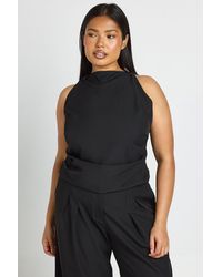 Boohoo - Plus Strap Detail Pleated Tailored Top - Lyst
