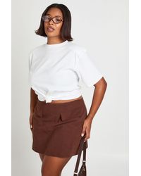 Boohoo - Plus Brushed Herringbone Check Skort - Lyst