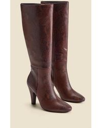 Sosandar - Snake Print Leather Knee High Heeled Boots - Lyst