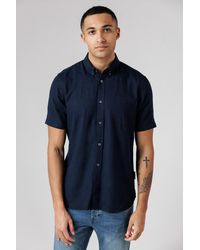 French Connection - Linen Blend Short Sleeve Chest Pocket Shirt - Lyst